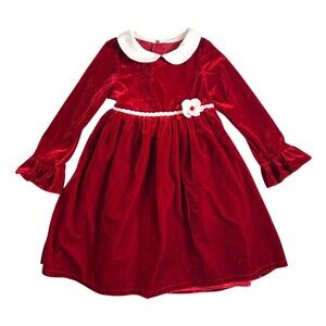 Good Lad Girls LS Red Velvet Party Dress  Youth Size 6  Christmas Holiday Photo